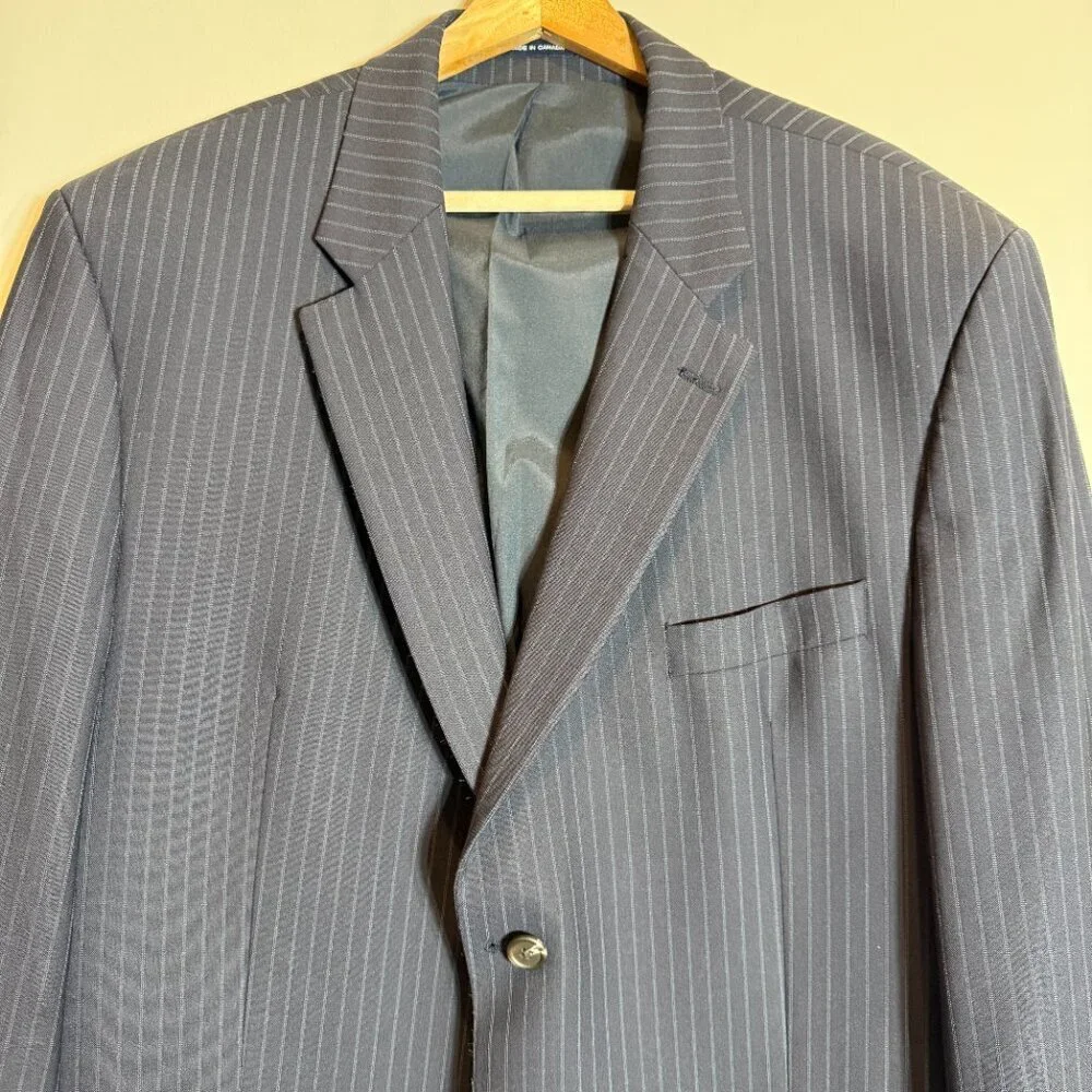 Ralph Lauren Pinstripe Wool Sport Coat Dinner Jacket Blazer Men's 46R* Black